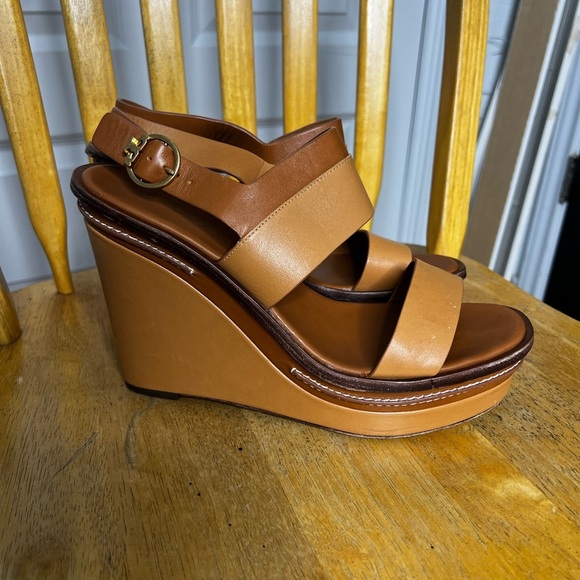 Tory Burch Selby Two Toned Wedge Sandals 9.5 - Picture 2 of 9